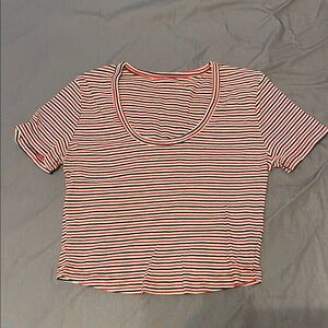 American Apparel Red and Black Striped Crop Top